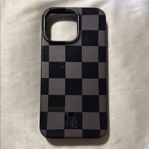 Velvet Caviar Black and Gray Checkered Phone Case